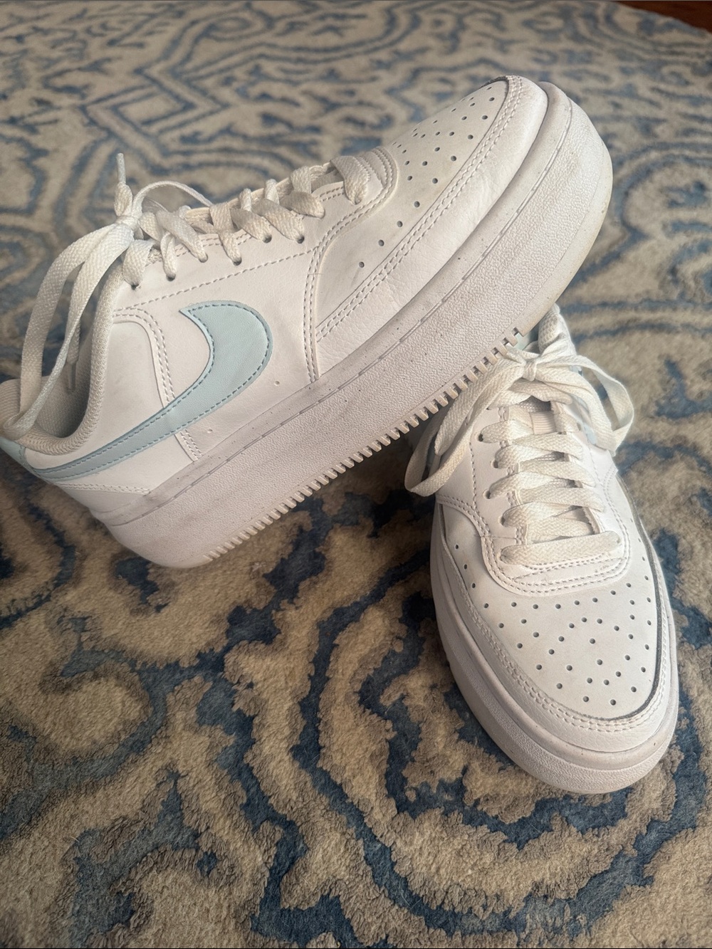 Nike Women's Court Vision Alta Leather 'White/Blue' (DZ5394-101)
